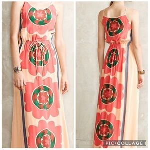 Anthropologie Anupamaa Silk Floral Costa Mira Maxi Dress EUC Size XS